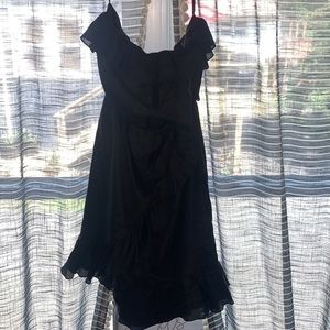 Super cute black ruffle mid dress